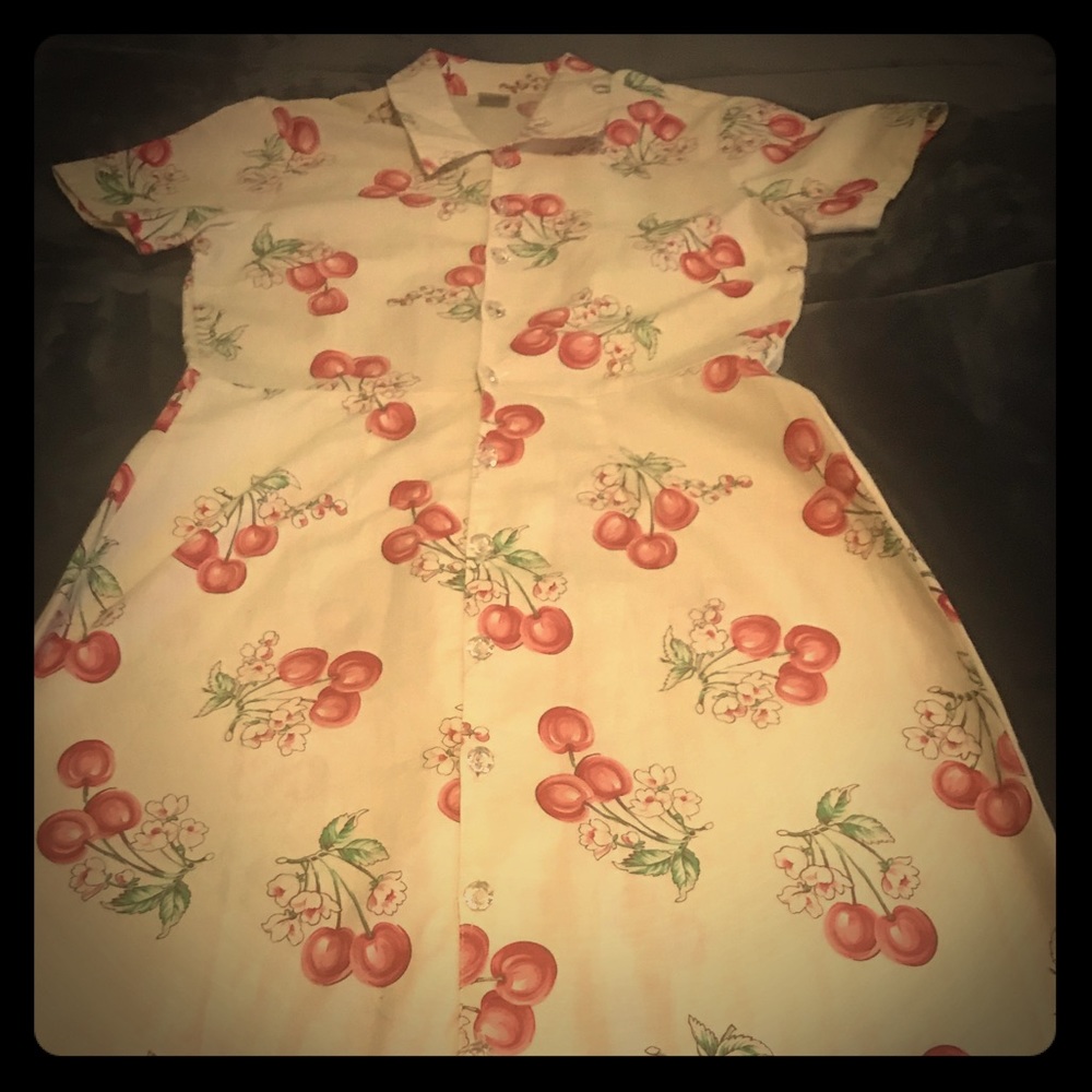Rare cherry print shirtdress.